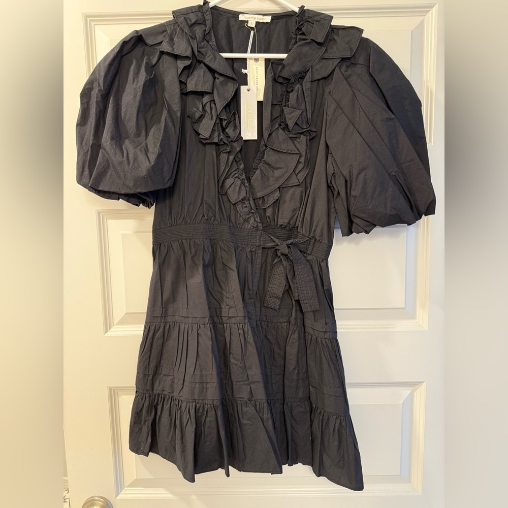 Love The Label Remy Black Puff Sleeve Mini Dress - Picture 3 of 5